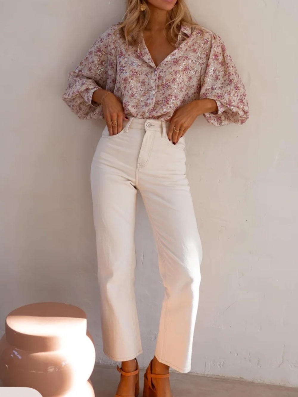 Easy clothes High-Rise Cream Straight-Leg Women’s Jeans! New! 40/Large